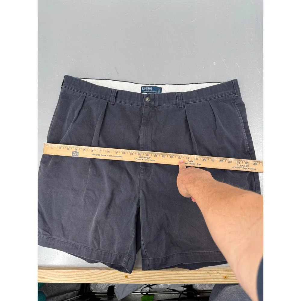 Polo Ralph Lauren Tyler Short Mens 46 Navy Blue Pleated Cotton Classic Chino